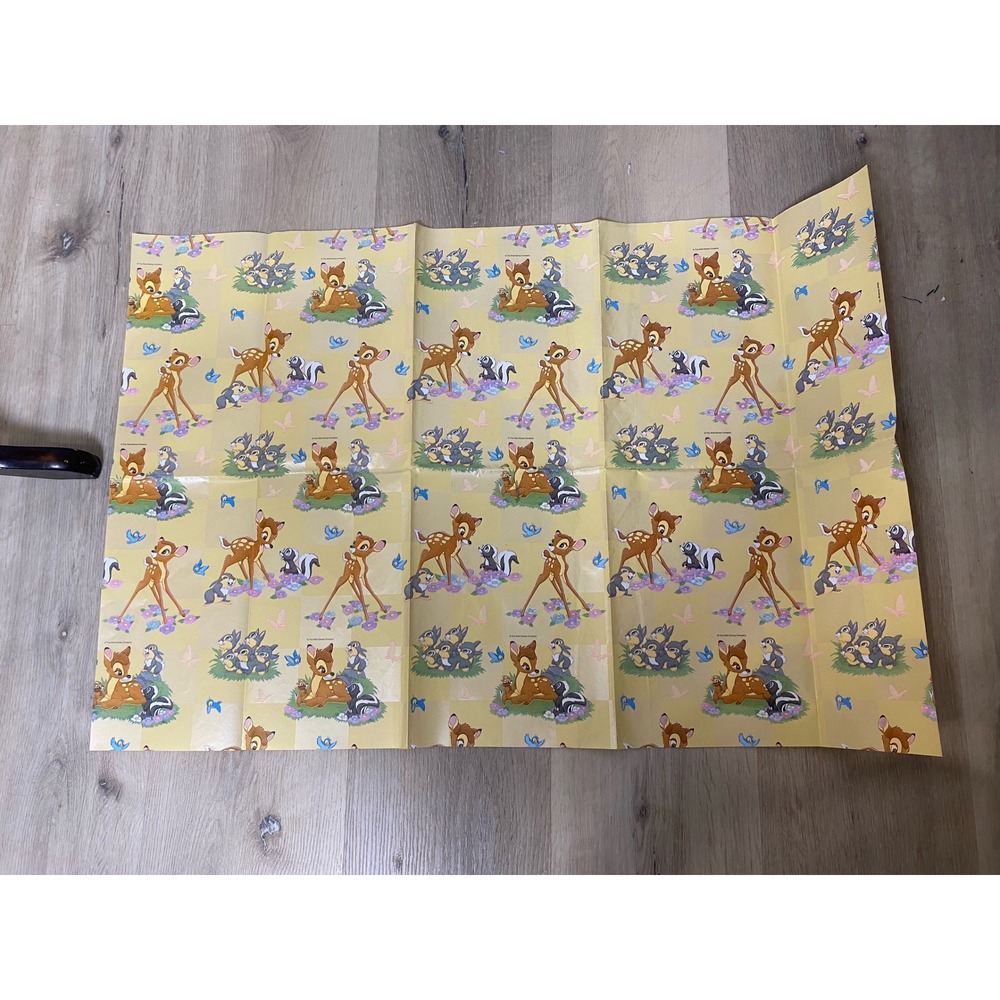 Vintage Disney Bambi Wrapping Paper 1 Sheet Thumper Flower Skunk Craft Paper